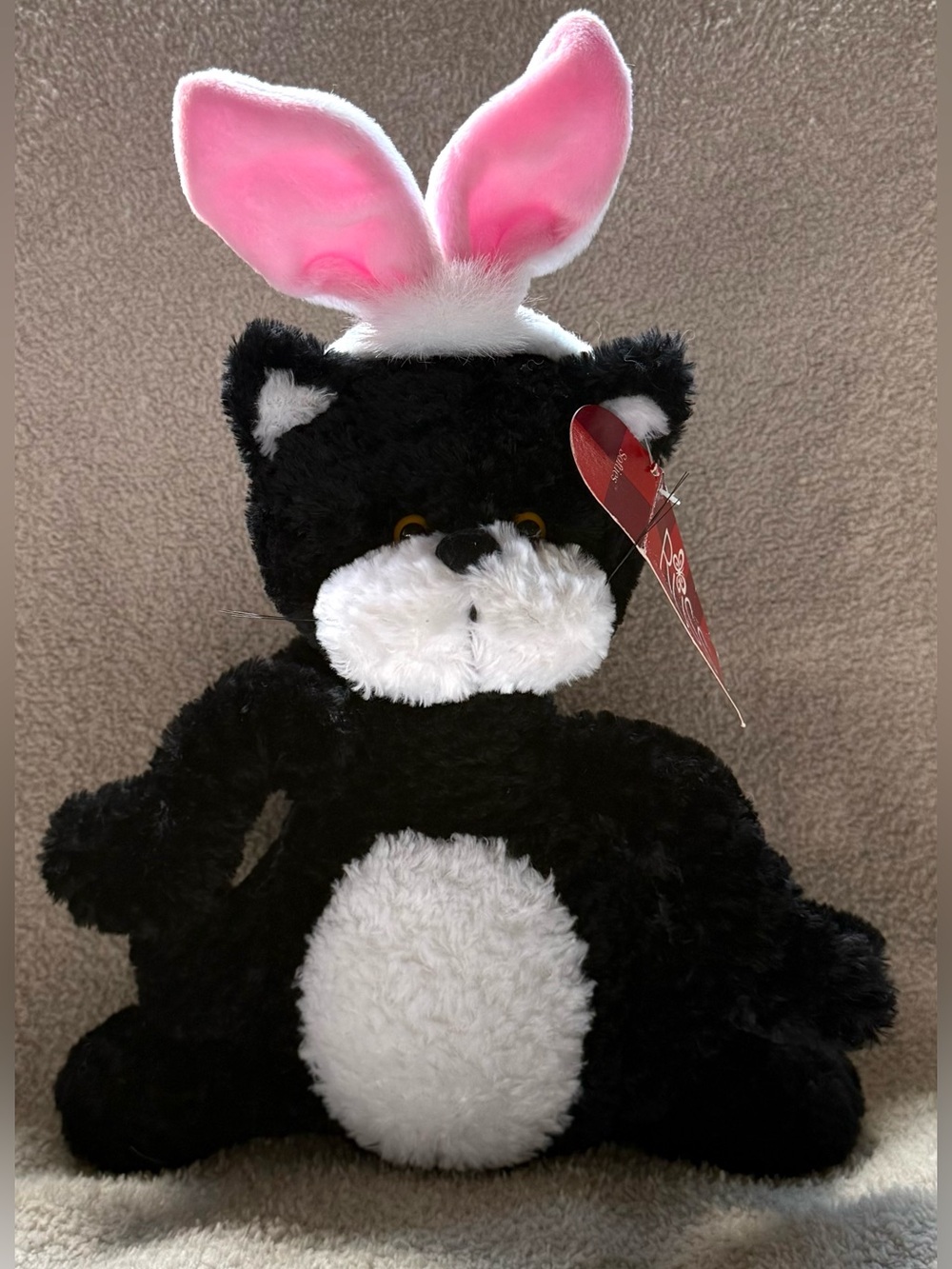 "Scratch" Tuxedo Cat Russ Berrie Softies with Rabbit Ears Tags